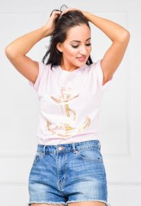 T-shirt damski złota kotwica